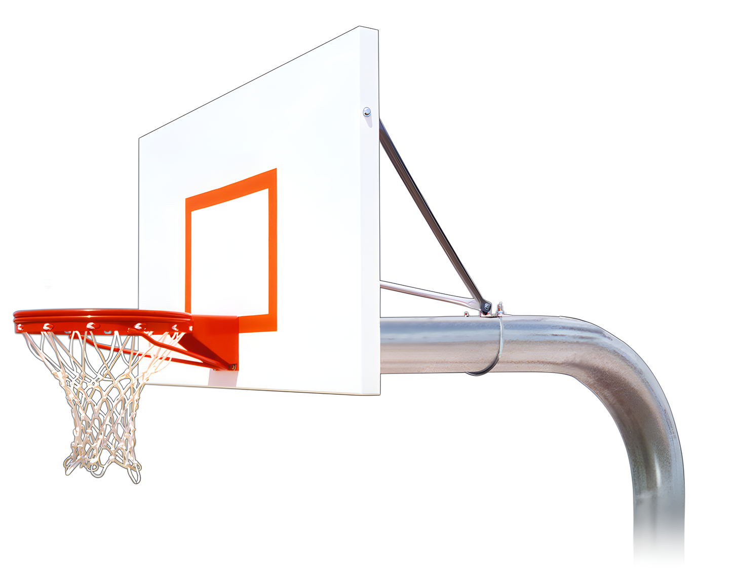 FIRST TEAM In Ground Basketball Hoop with white backboard and orange rim for outdoor play