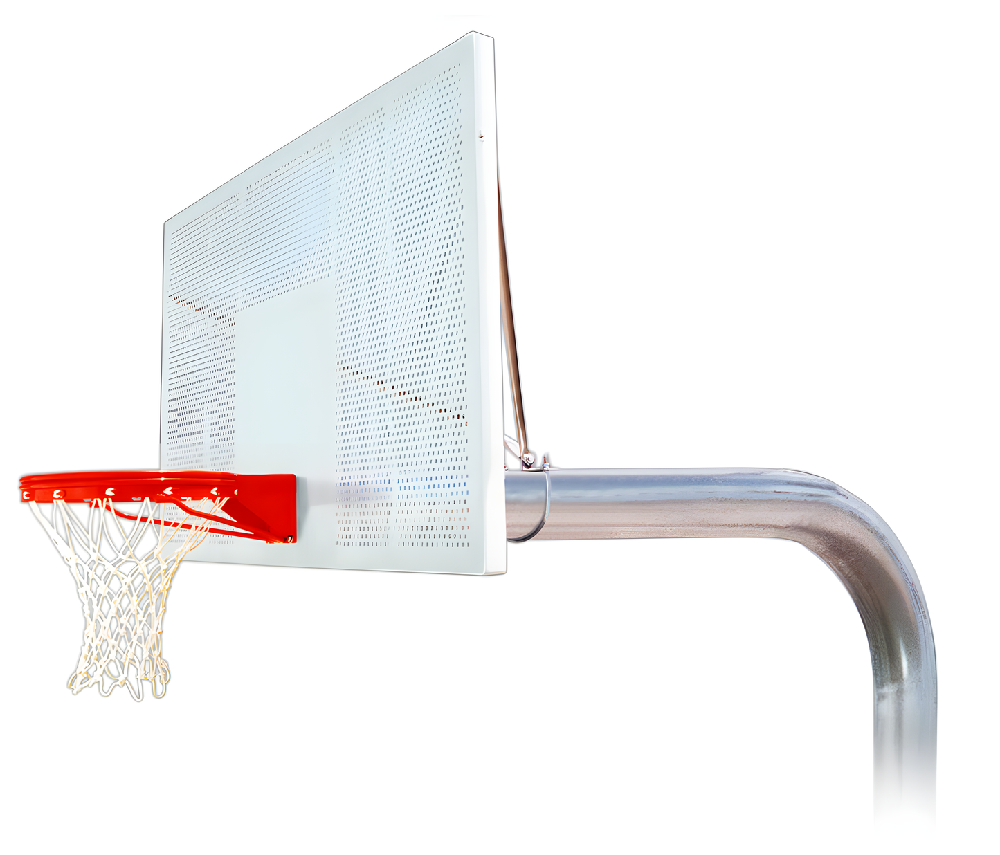 FIRST TEAM In Ground Basketball Hoop with white perforated backboard and red rim