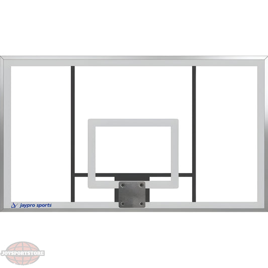 Jaypro sports clear backboard for outdoor basketball hoop with black support braces