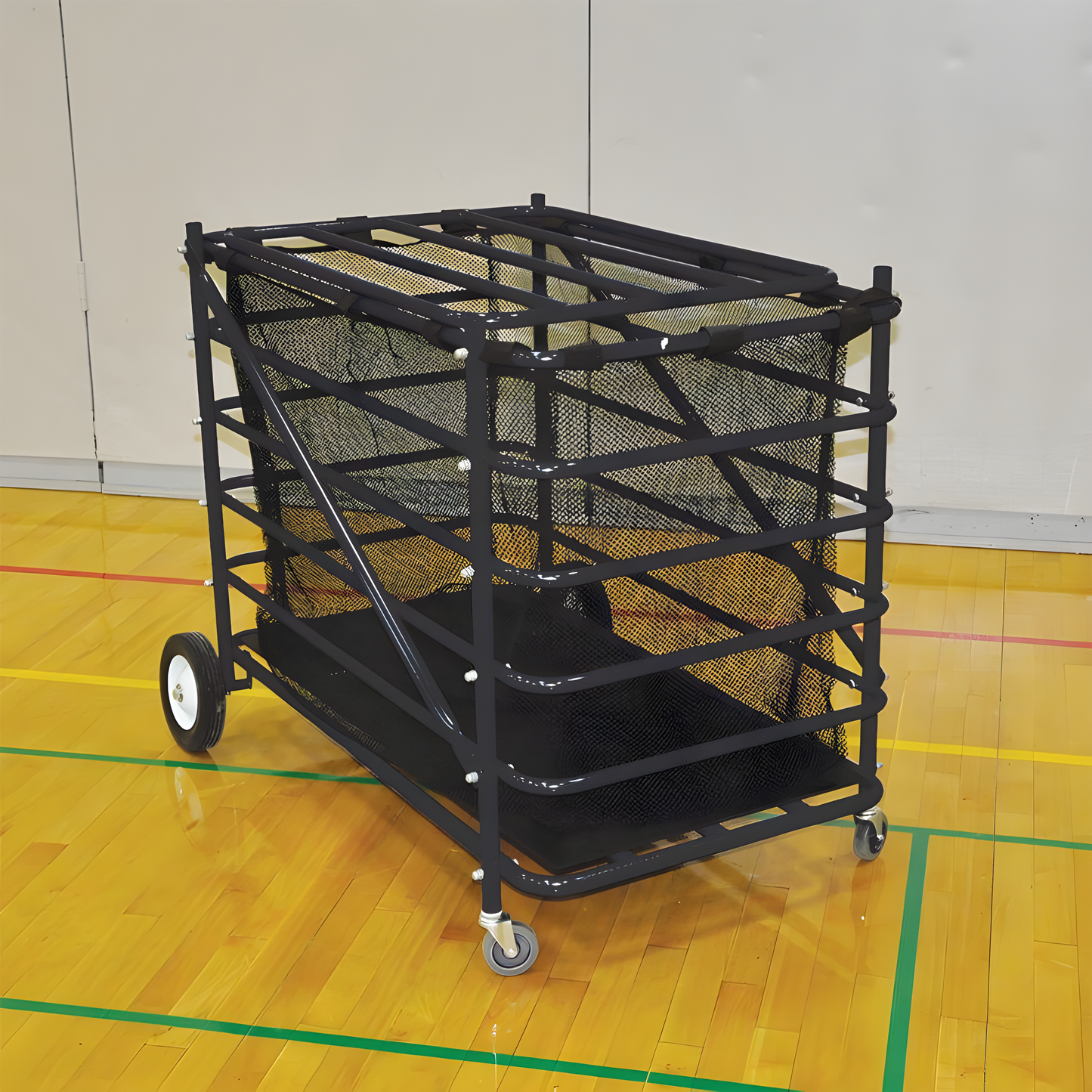 Jaypro Atlas Series Double Ball Carrier with Mesh Hamper Insert | Heavy-Duty Storage Cart for Baseballs & Softballs – BBABL-2