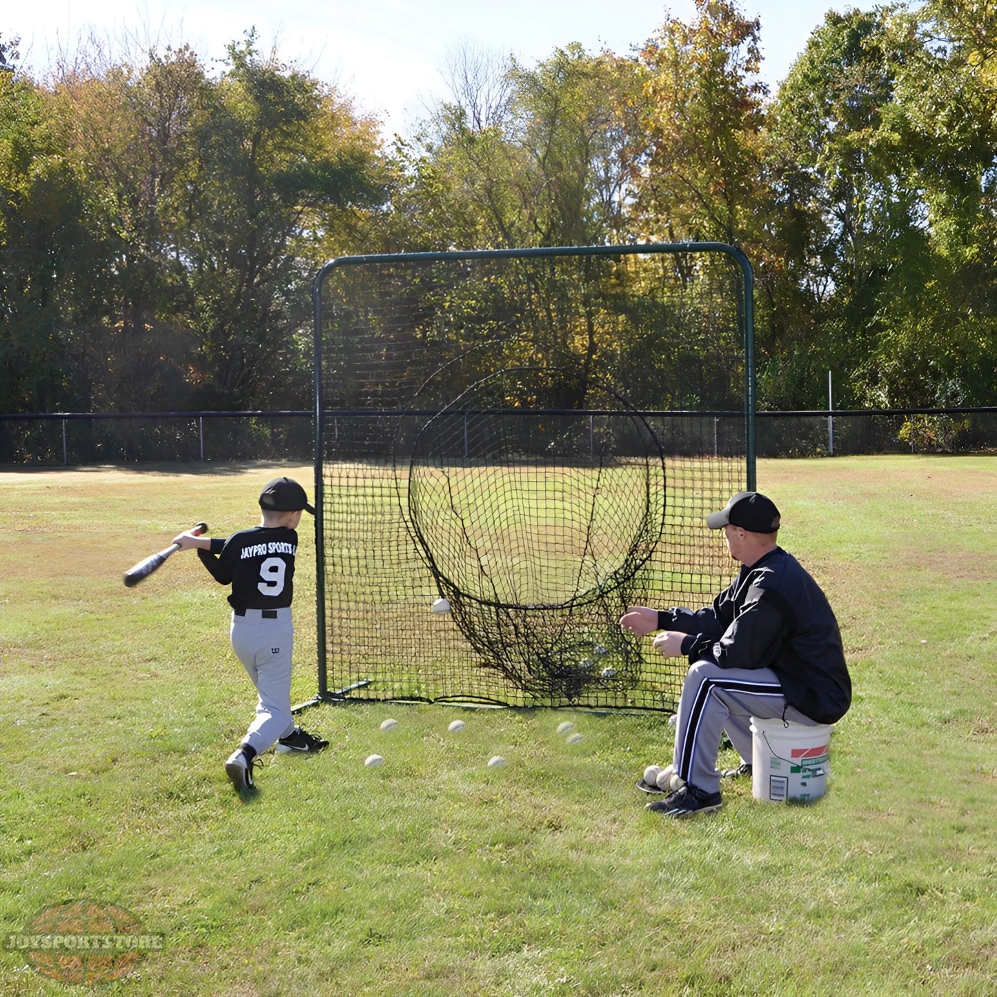 Jaypro Batting Practice Screen – 7' x 7' Soft Toss Portable Screen (Black) | Model: PSTS-77 - JoySportStore