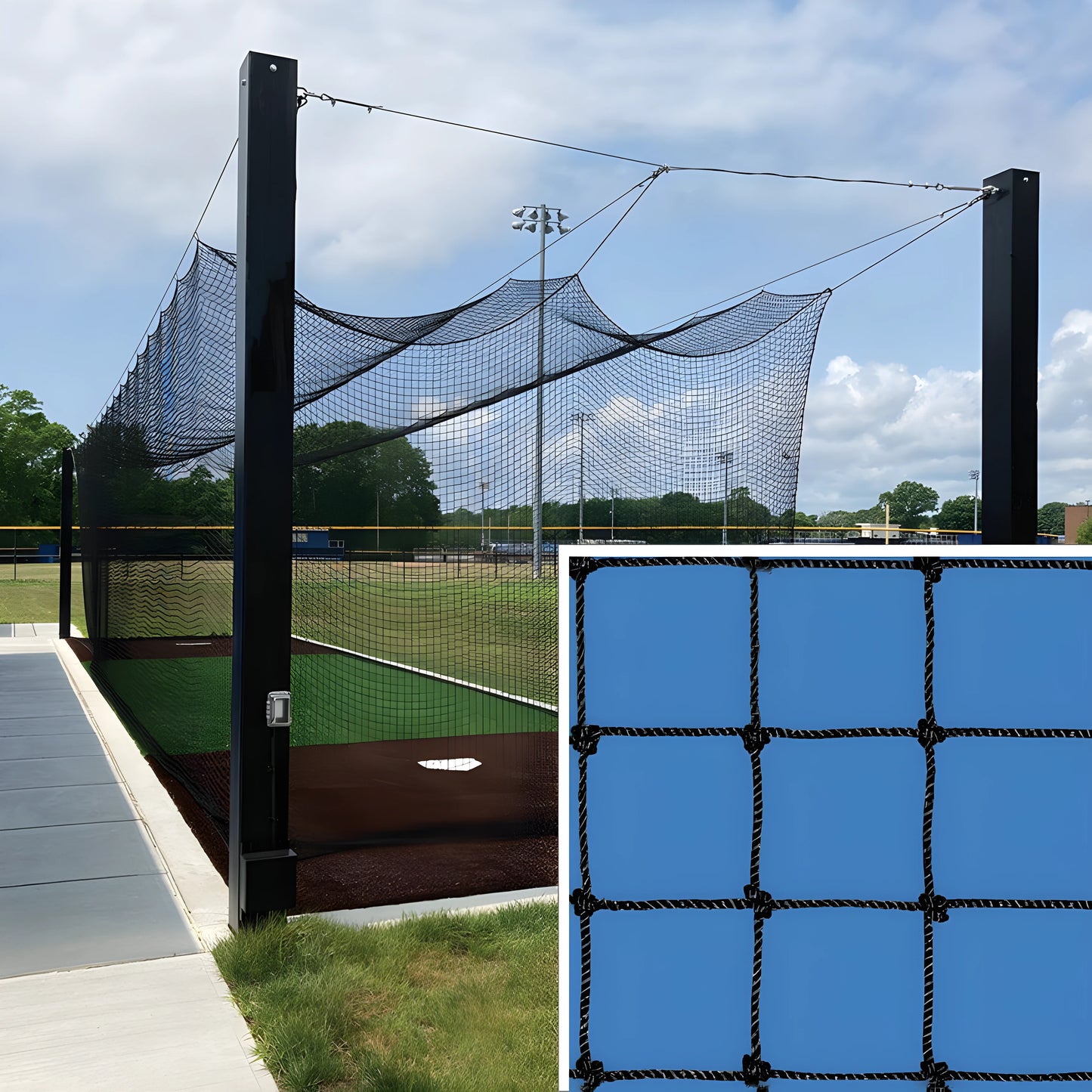 Jaypro Batting Tunnel Net – All-Star | #36 Knotted Nylon 1-3/4" Square Mesh | 55 ft. Long Baseball Netting - JoySportStore
