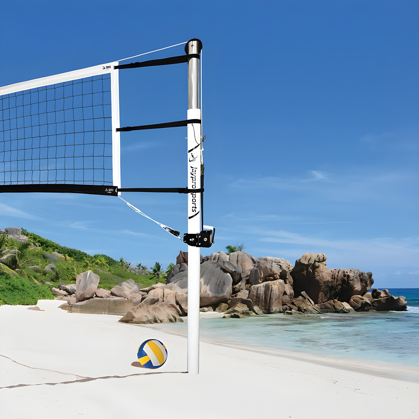 Jaypro Beach Volleyball System – 3‑1/2″ Ground Sleeve | NFHS/NCAA/USVBA Official (OBV300‑OFF)