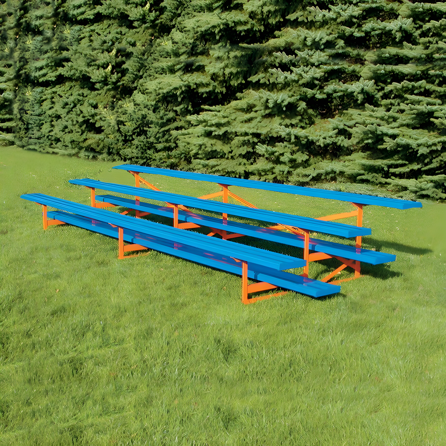 Jaypro Bleacher – 15' (3 Row, Single Foot Plank) – All-Aluminum Powder-Coated Outdoor Seating | Model: BLCH-3ALPC