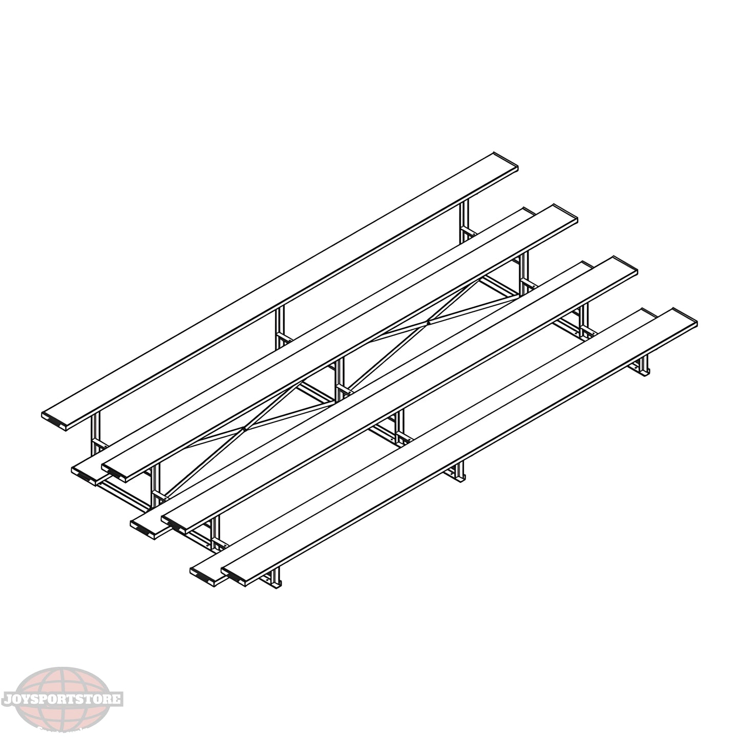 Jaypro Bleacher – 15' (4 Row, Single Foot Plank) | Standard Outdoor Bleacher with Steel Frame – BLCH-4 - JoySportStore