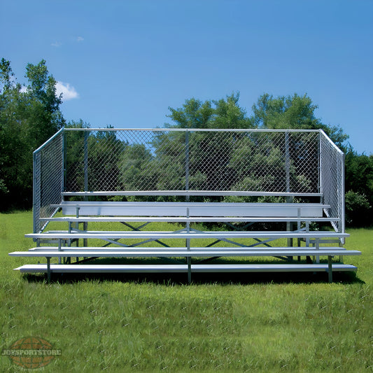 Jaypro Bleacher – 15' (5 Row, Single Foot Plank with Chain Link Rail) – Enclosed Seating | Model: BLCH-5C - JoySportStore