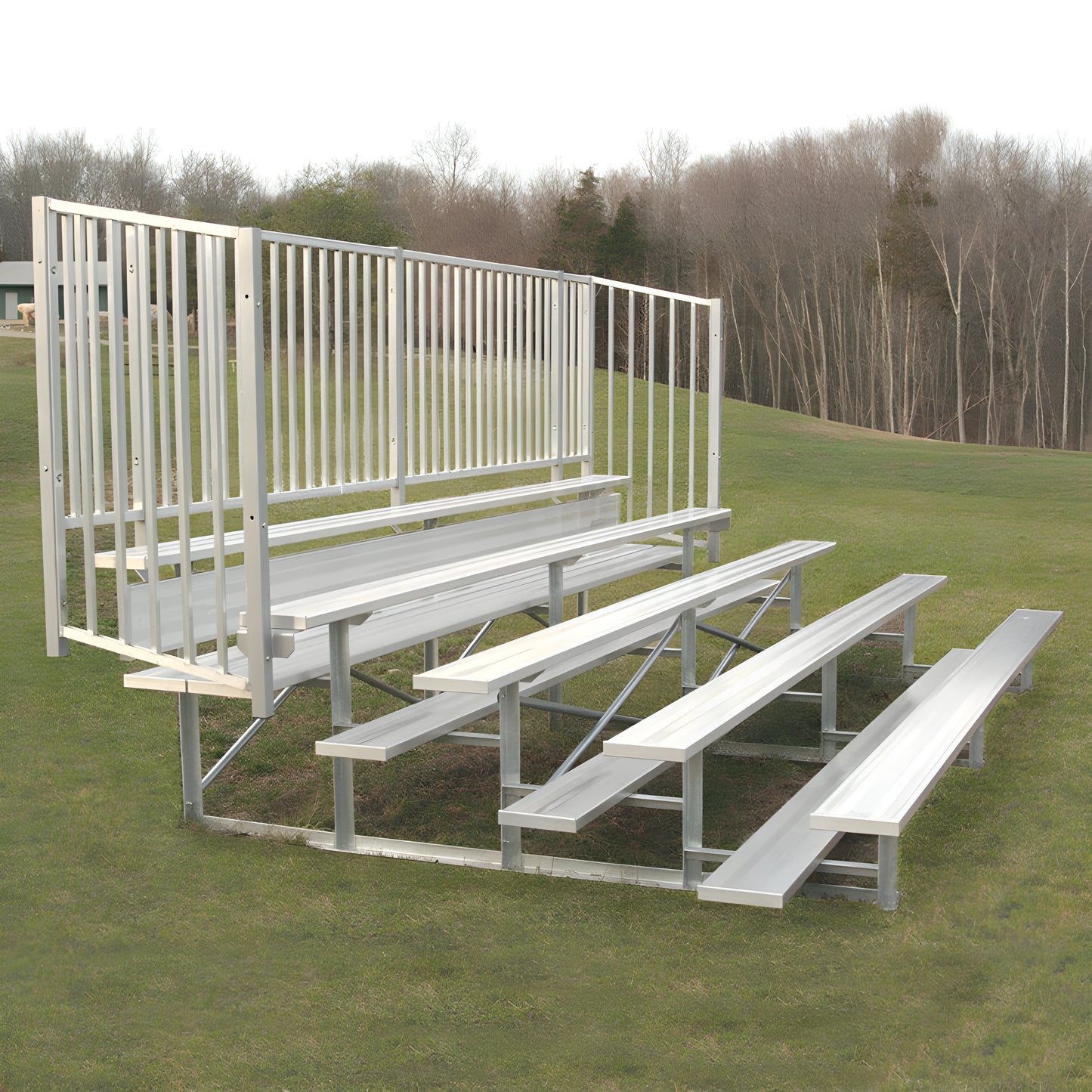Jaypro 15' Bleacher – 5 Row, Single Foot Plank with Guard Rail – Enclosed, Powder Coated | BLCH-5GRPC - JoySportStore