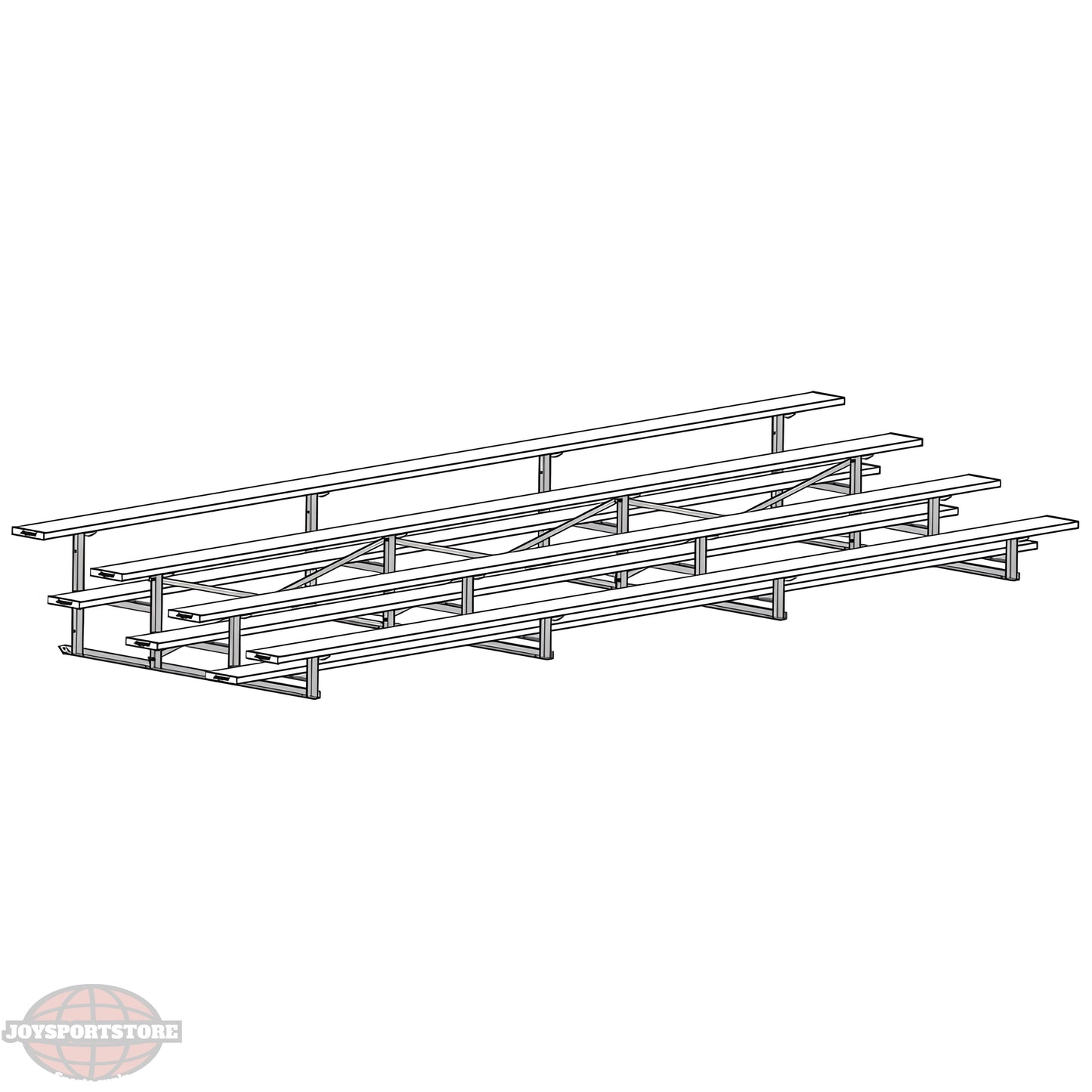 Jaypro Bleacher – 21' (4 Row, Single Foot Plank) | All-Aluminum Outdoor Seating for Sports Fields and Events – BLCH-421AL - JoySportStore