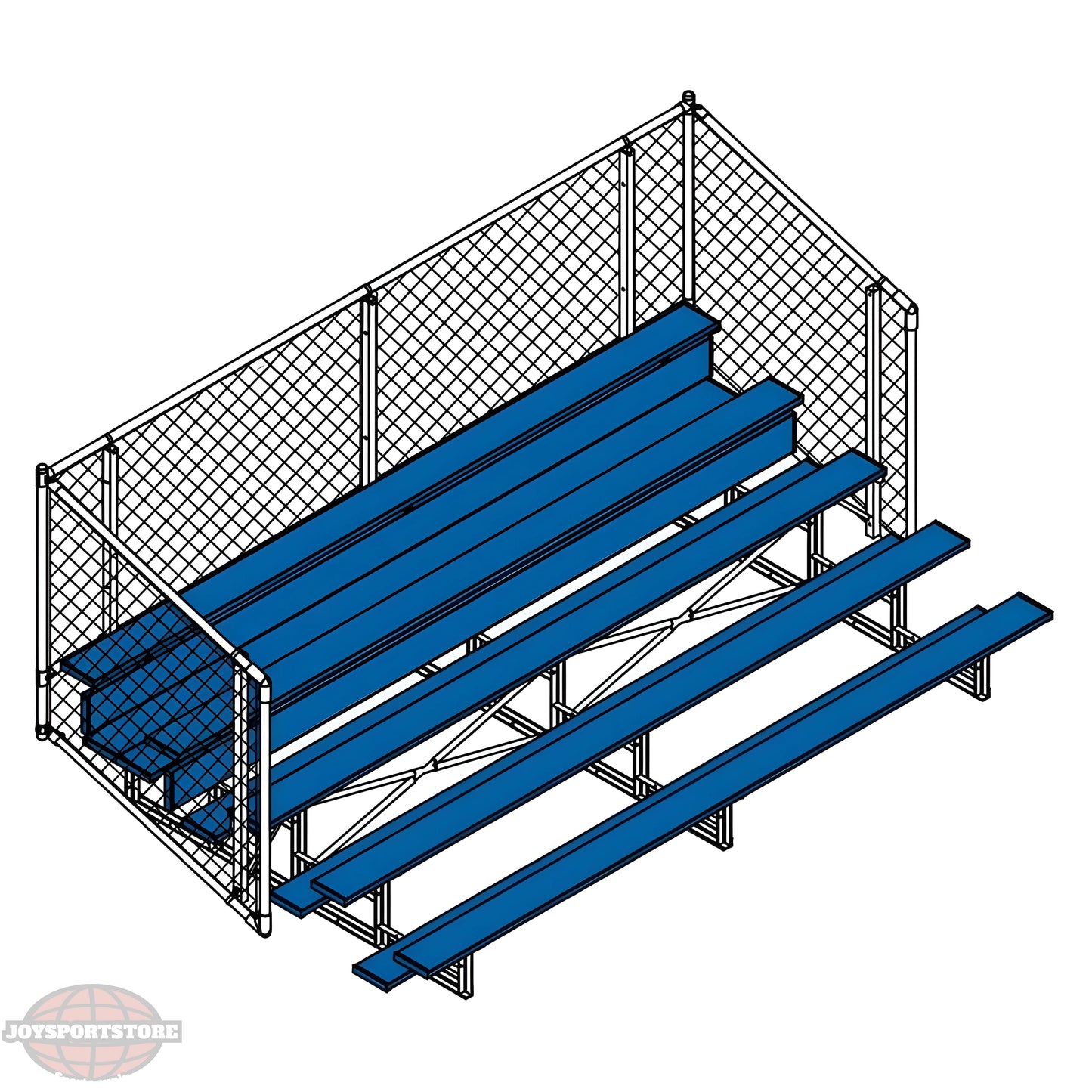 Jaypro Bleacher – 21' | 5 Row Enclosed Bleacher with Chain Link Guardrail & Powder-Coated Frame (BLCH-521CPC) - JoySportStore