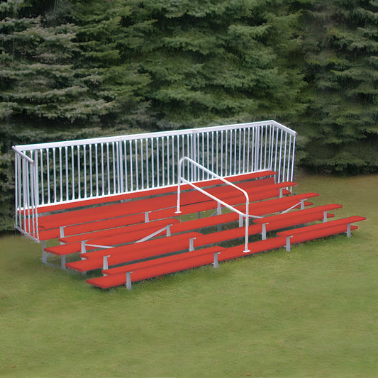 Jaypro Bleacher – 21' | 5 Row Enclosed Bleacher with Aisle, Guard Rail & Powder-Coated Frame (BLCH-521ASGRPC) - JoySportStore