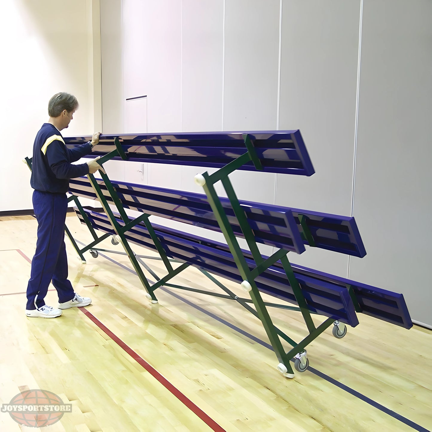 Jaypro Bleacher – 27' (4 Row - Double Foot Plank) | High-Capacity, Weatherproof Seating for Outdoor Events (BLDP-427AL) - JoySportStore