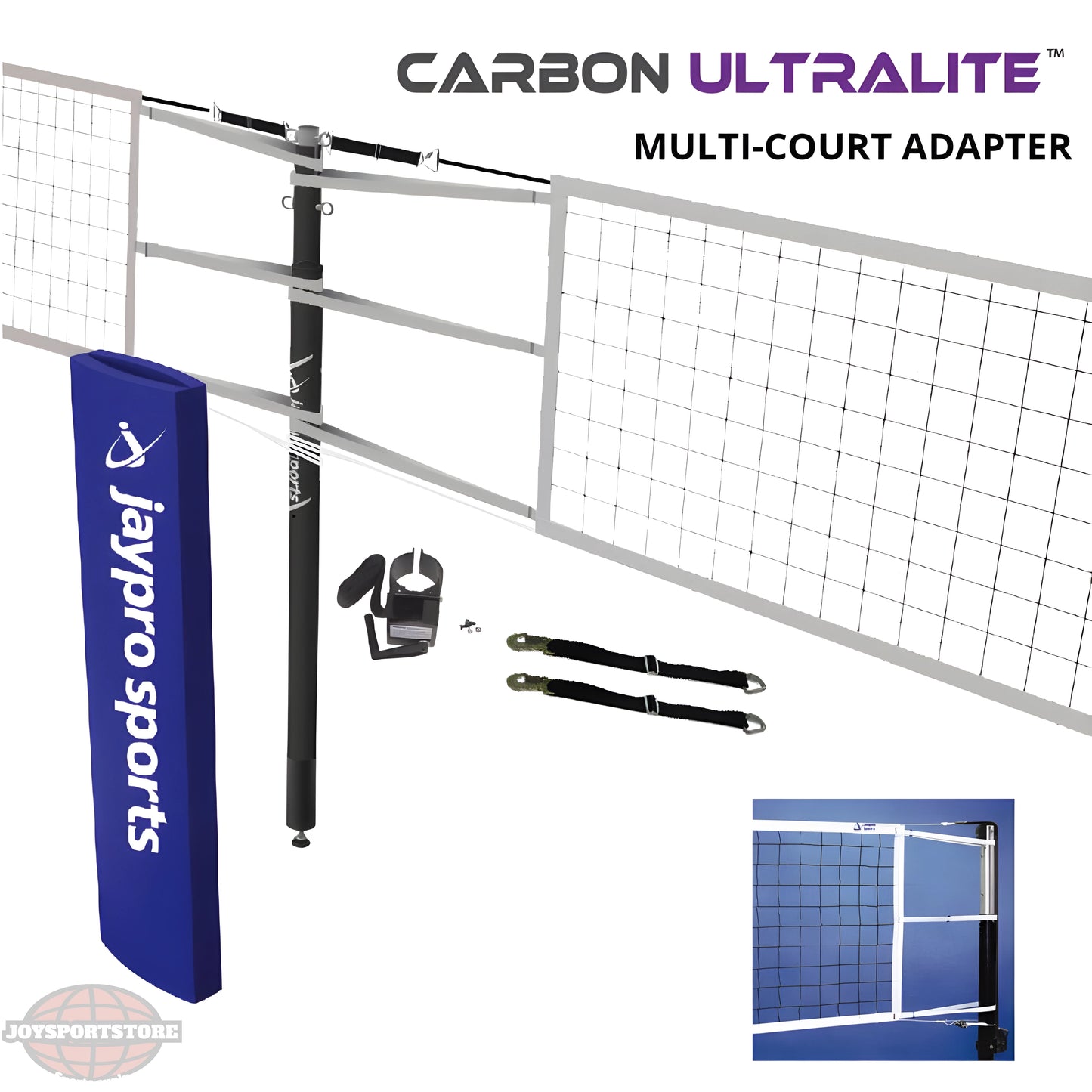 Jaypro Carbon Ultralite Volleyball Net Center Upright System – 3-1/2 in. Floor Sleeve | PVBC-900 - JoySportStore