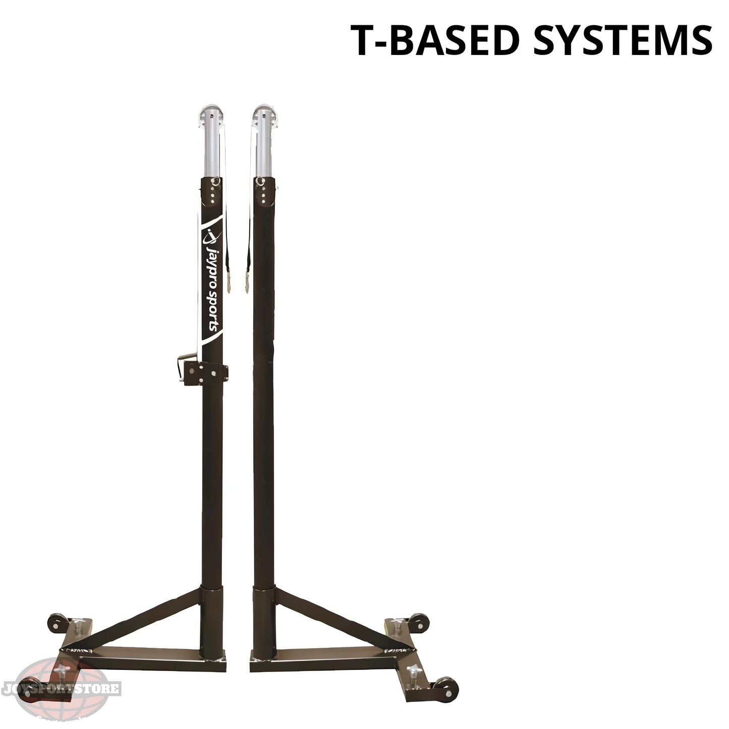 Jaypro FeatherLite T-Base Competition Volleyball Uprights | Lightweight Portable Posts with T-Base Stability (PVB‑250UB) - JoySportStore