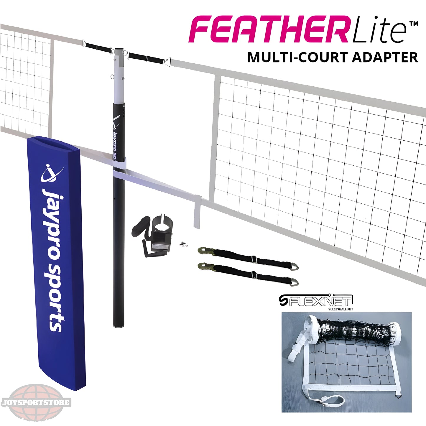 Jaypro FeatherLite Volleyball Net Center Upright System – 3-1/2" Floor Sleeve | Model: PVBC-500 - JoySportStore