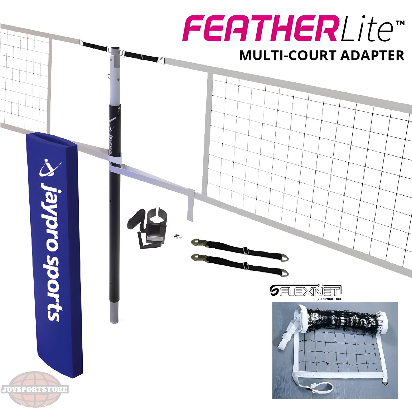 Jaypro FeatherLite Volleyball Net Center Upright System – 3" Floor Sleeve | Lightweight Mid-Court Support – PVBC-450 - JoySportStore