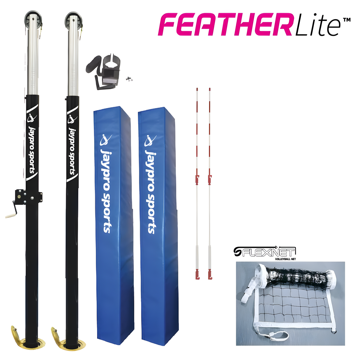 Jaypro FeatherLite Volleyball System – 2" (51mm) Floor Sleeve (Canadian) | Lightweight Aluminum Net System for Competitive Indoor Play – PVB-5500
