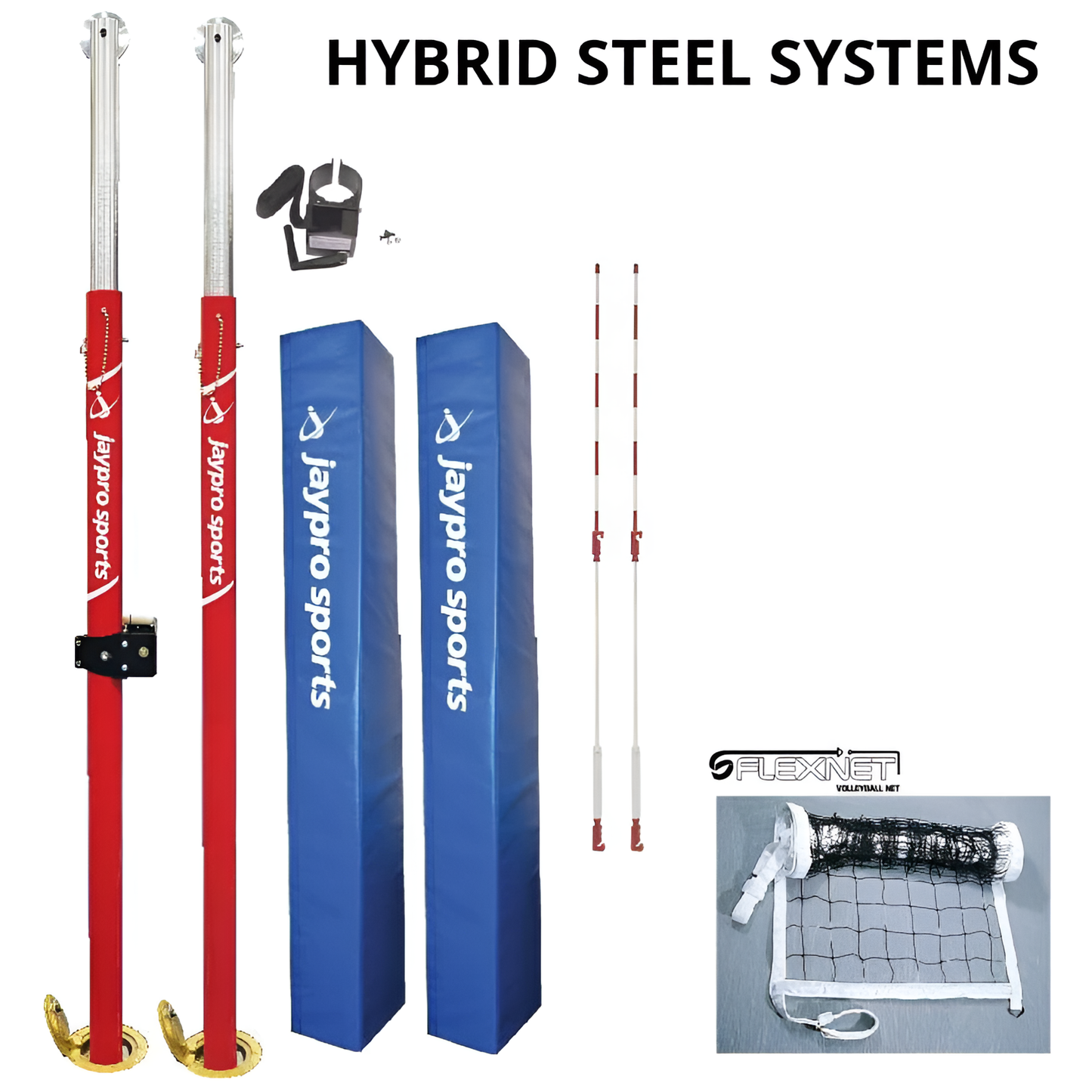 Jaypro Hybrid Steel Volleyball Uprights | Durable, Adjustable Net System for Competitive Play