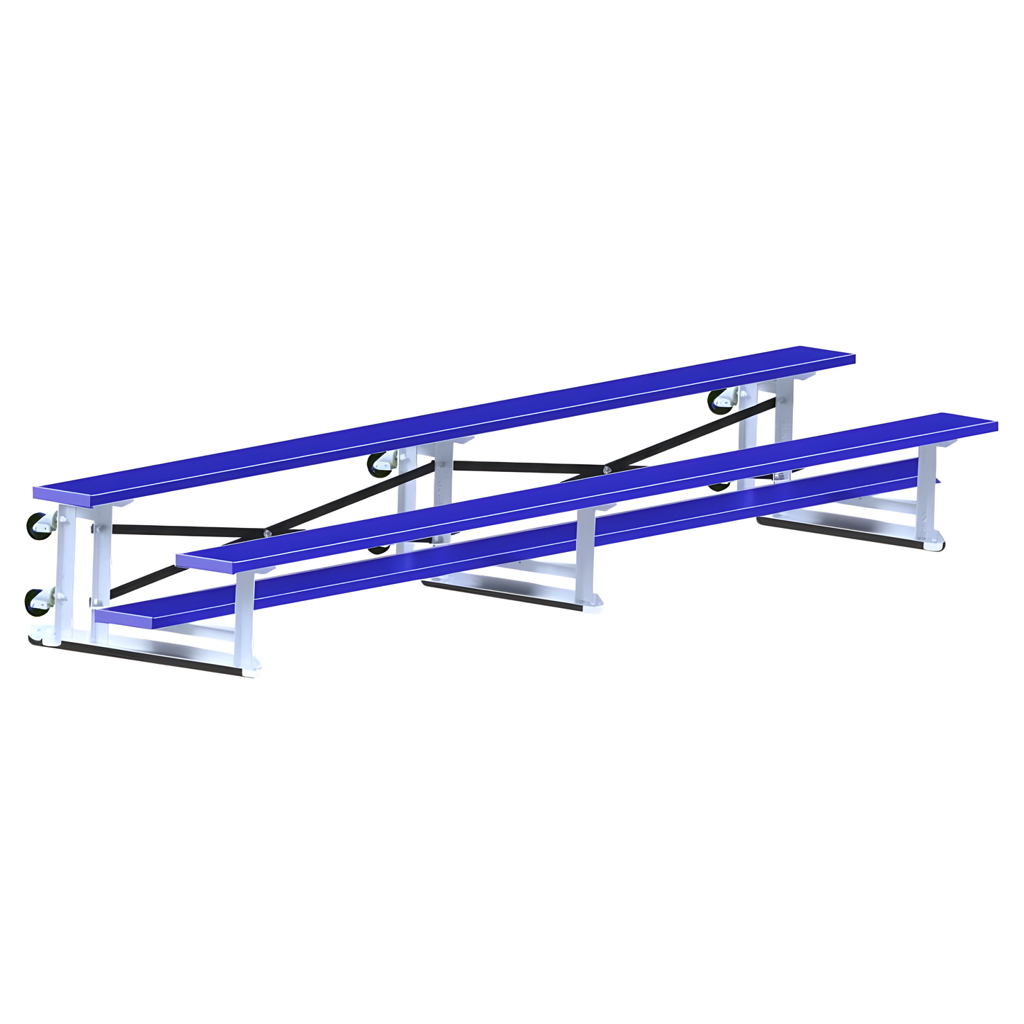Jaypro Sports Bleacher - 2 Row -Tip & Roll, Single Foot Plank - 21' L, Powder Coated ( BLCH-221TRGPC)