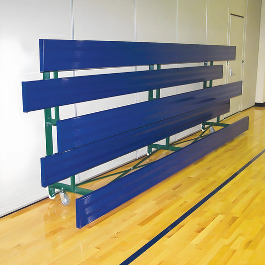 Jaypro Indoor Bleacher – 15 ft, 2‑Row Single‑Foot Plank Tip & Roll Bleacher (Powder‑Coated) (BLCH‑2TRGPC) - JoySportStore