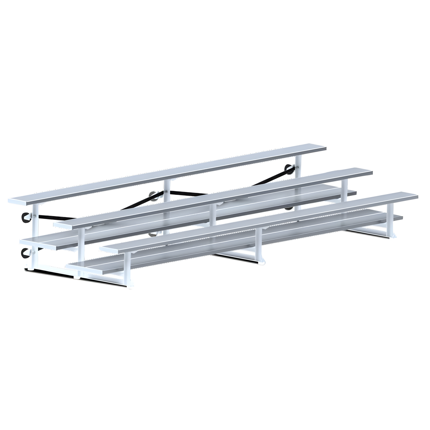 Jaypro Indoor Bleacher – 15' (3 Row, Double Foot Plank) Tip & Roll System | Model: BLDP-3TRG