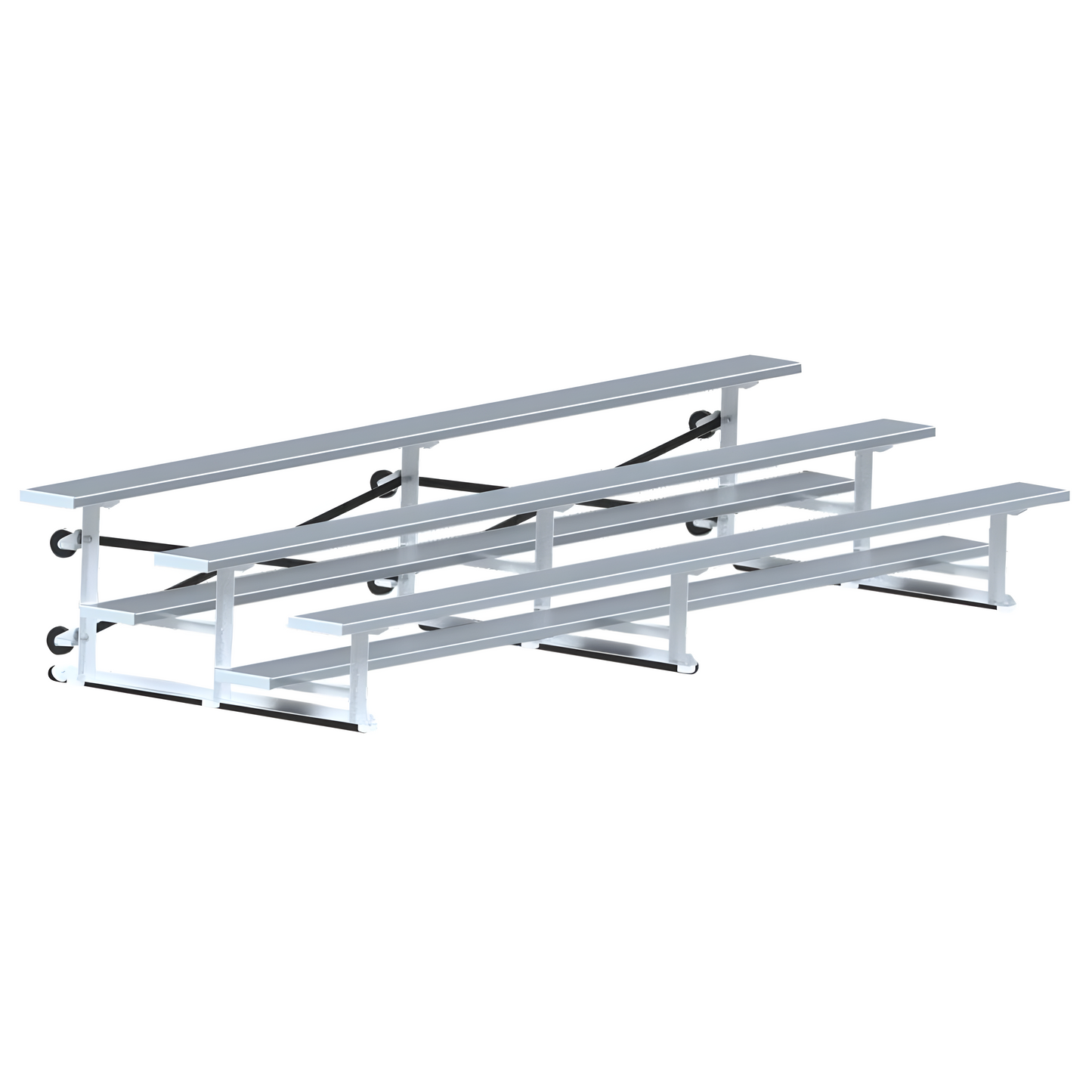 Jaypro Indoor Bleacher – 15' (3 Row, Single Foot Plank) Tip & Roll System | Model: BLCH-3TRG