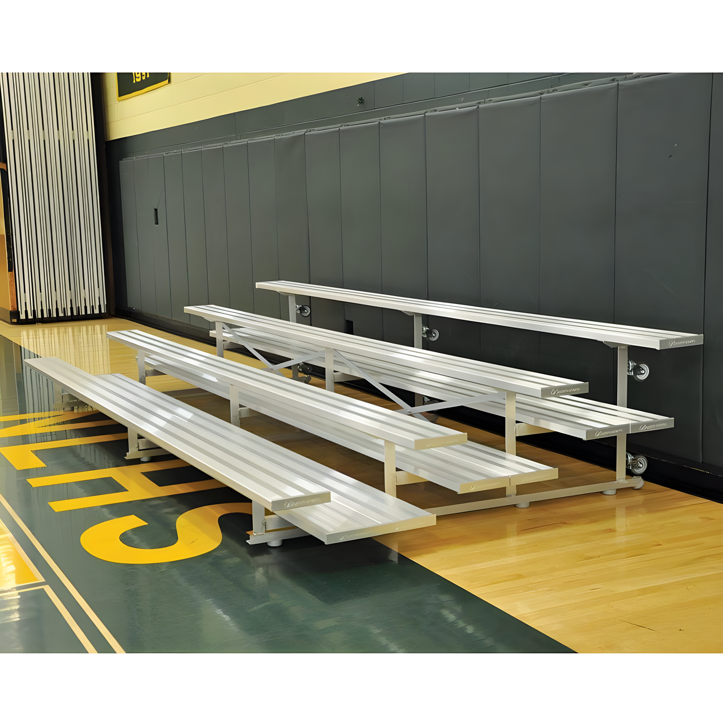 Jaypro Indoor Bleacher – 15' (4 Row, Double Foot Plank) Tip & Roll System | Model: BLDP-4TRG