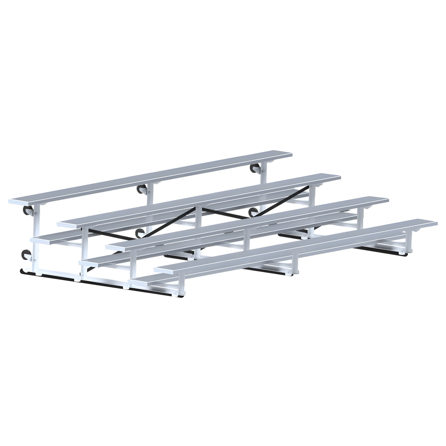 Jaypro Indoor Bleacher – 15' (4 Row, Single Foot Plank) Tip & Roll System | Model: BLCH-4TRG