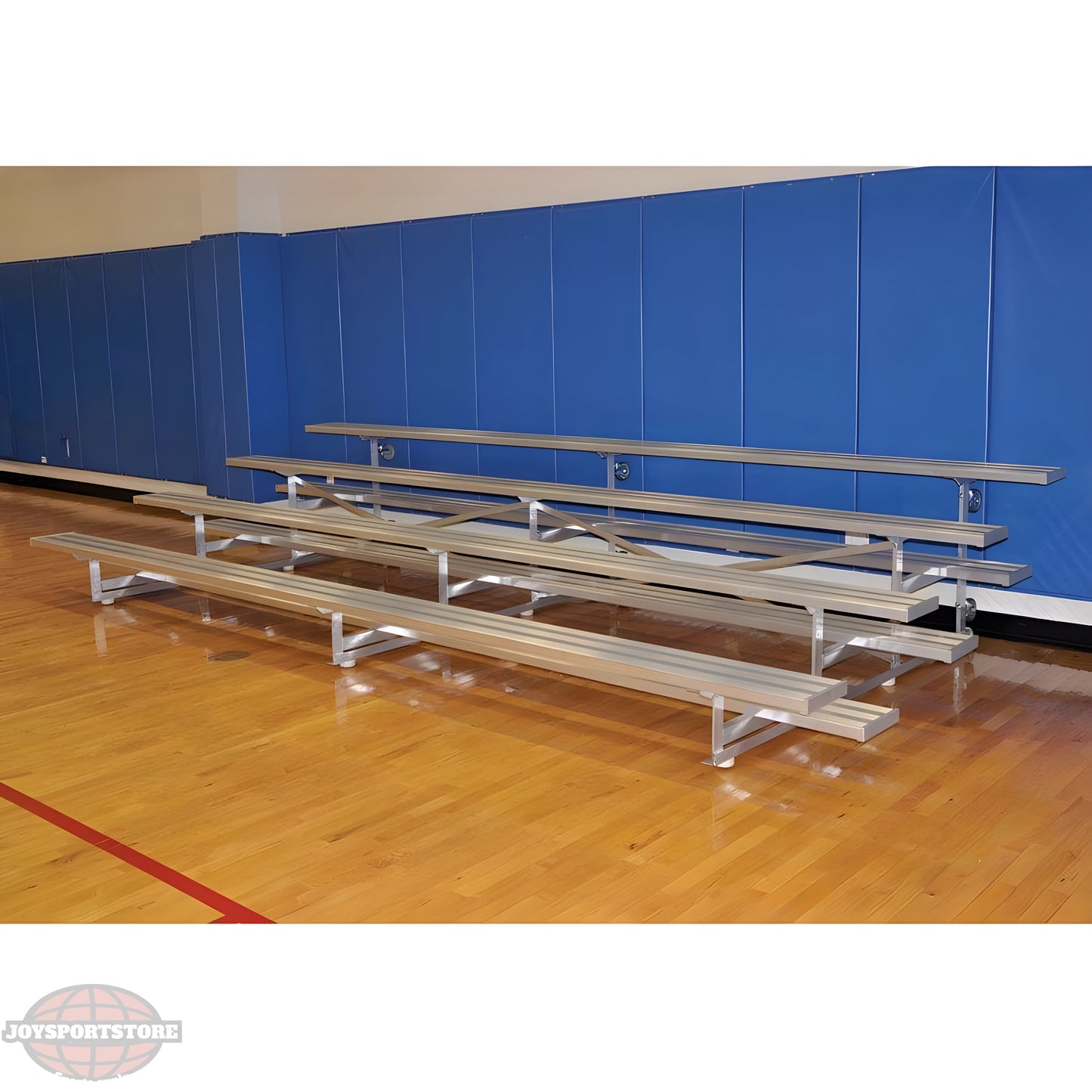 Jaypro Indoor Bleacher – 15' (4 Row, Single Foot Plank) Tip & Roll System | Model: BLCH-4TRG - JoySportStore