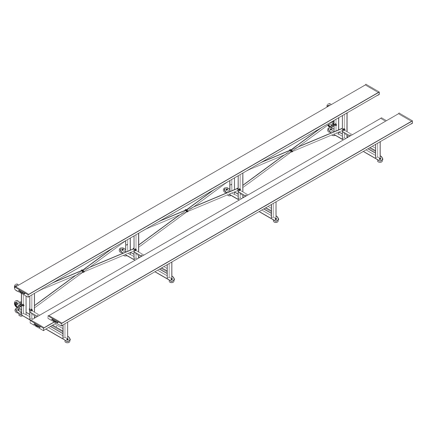 Jaypro Indoor Bleacher – 21' (2 Row, Single Foot Plank) Tip & Roll System | Model: BLCH-221TRG
