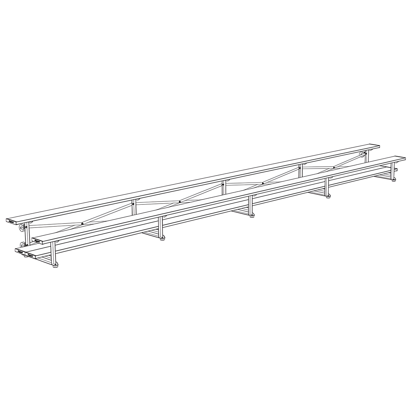 Jaypro BLDP-227TRG Indoor Bleacher Seats | 27 ft. (2 Row - Double Foot Plank) | Tip Roll