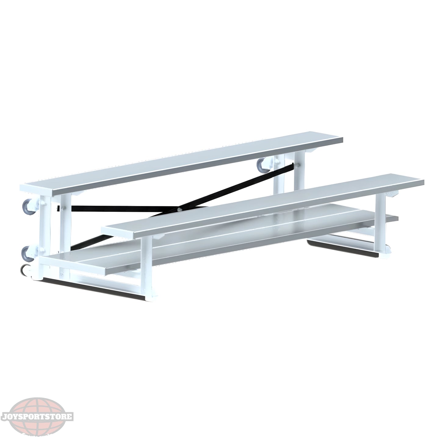 Jaypro Sports Bleacher - 2 Row -Tip & Roll, Double Foot Plank - 7.5' L (BLDP-275TRG) - JoySportStore