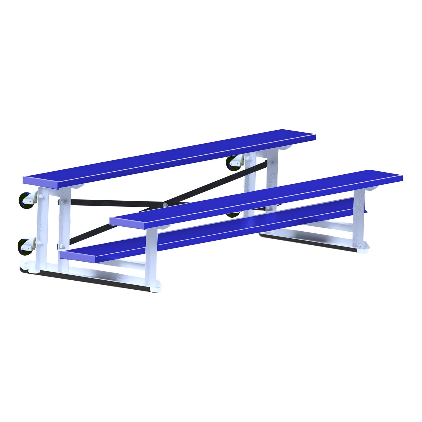 Jaypro Indoor Bleacher - 7-1/2 ft. (2 Row - Single Foot Plank) - Tip & Roll (Powder Coated) BLCH-275TRGPC