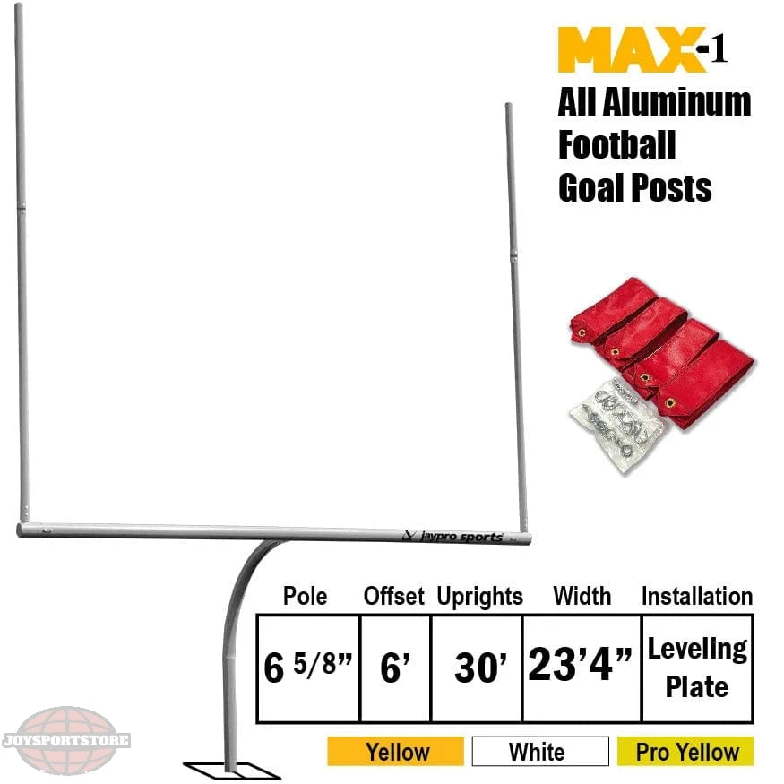 Jaypro Max-1 Football Goal Posts – 30' Uprights, 6' Offset | Pro-Level Field Goals with Adjustable Leveling Plate for Precision Setup (Max-1-30LP6) - JoySportStore