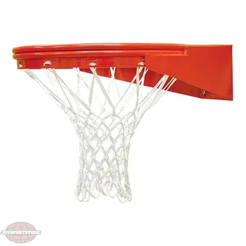 Jaypro outdoor basketball hoop with sturdy red rim and white net for competitive play