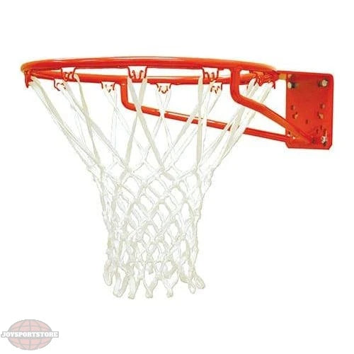Jaypro outdoor basketball hoop with an orange rim and white net for durable play