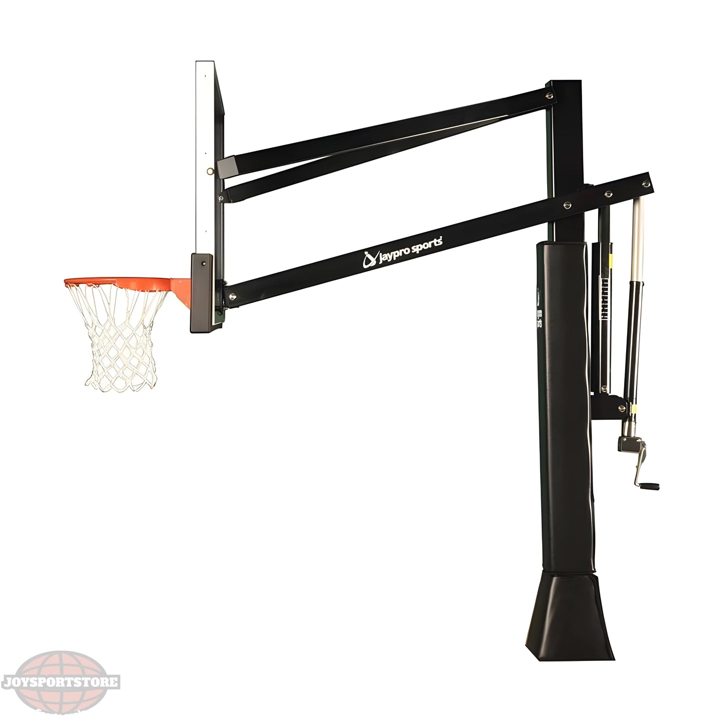 Jaypro outdoor basketball hoop with adjustable black arm and sturdy base for sports use