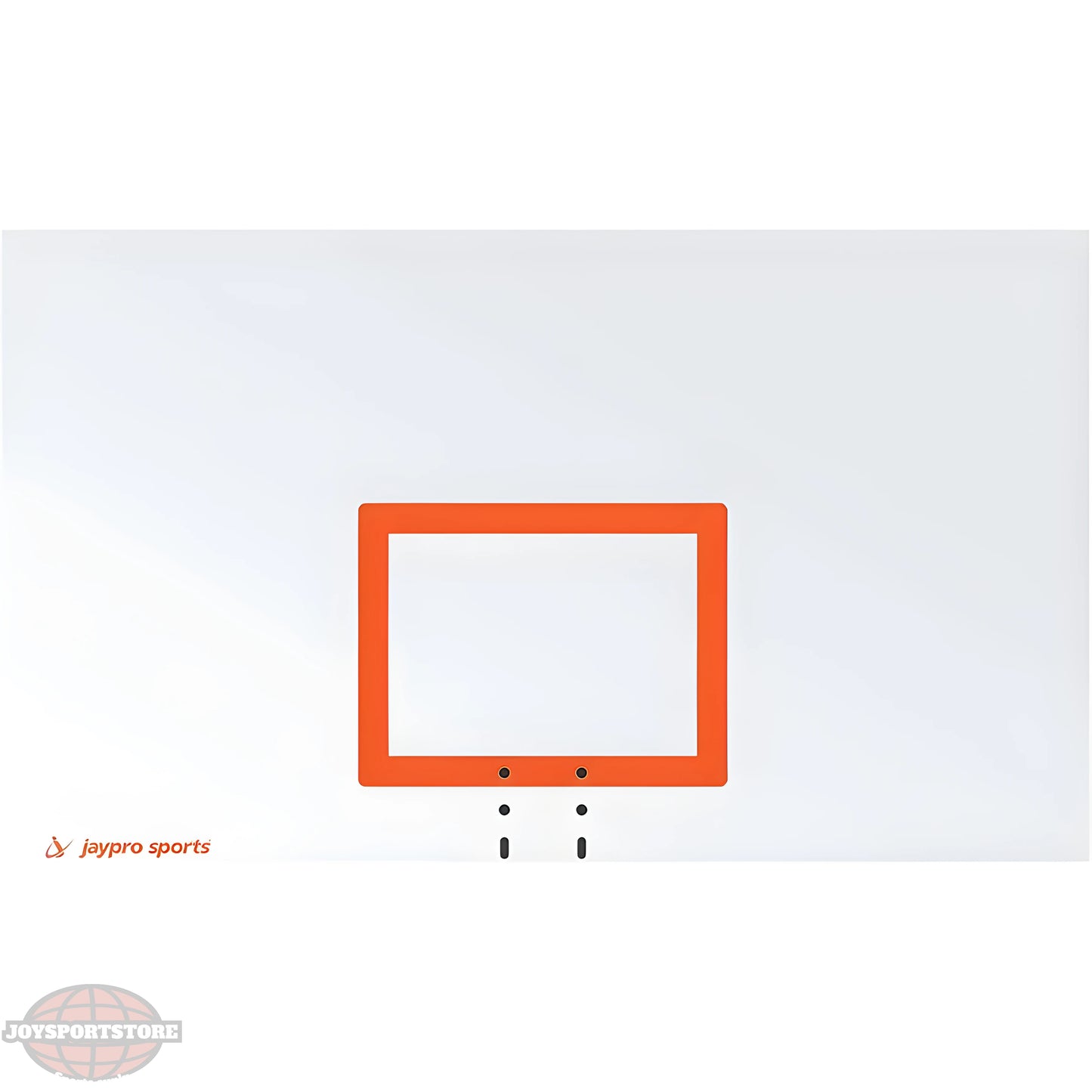 Jaypro outdoor basketball hoop backboard with bright orange outline and clear white surface