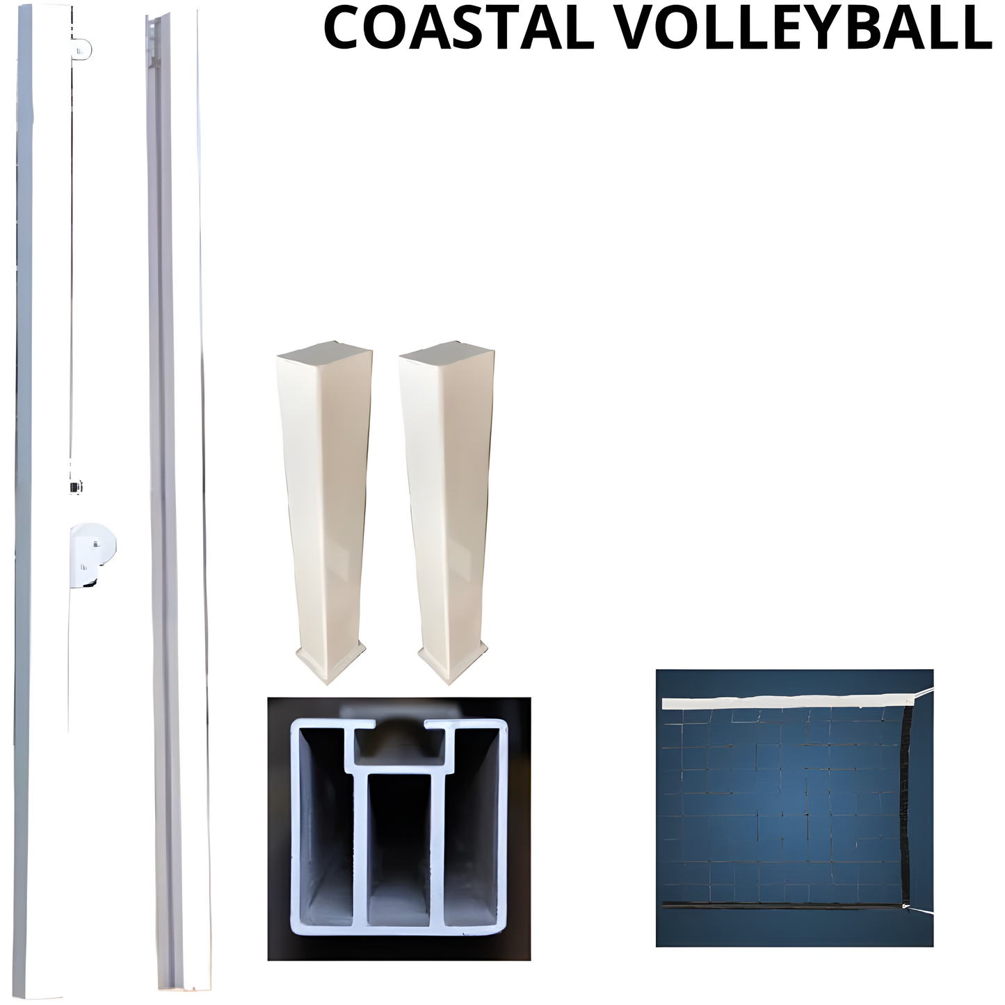 Jaypro Outdoor Volleyball System – Coastal Competition Series with 4" Square Posts | All-Weather Net System for Beach & Outdoor Courts – OCC-500