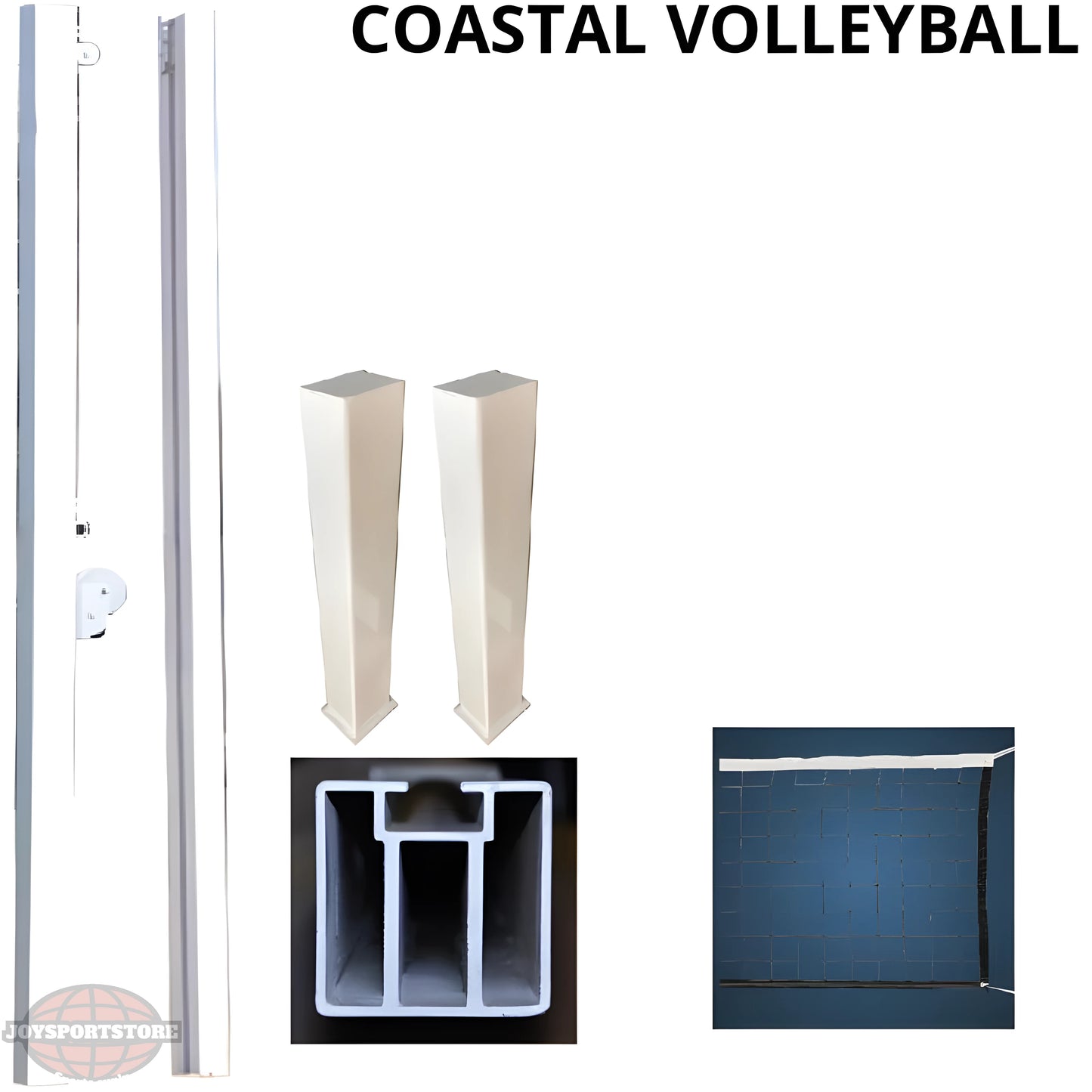 Jaypro Outdoor Volleyball System – Coastal Competition Series with 4" Square Posts | All-Weather Net System for Beach & Outdoor Courts – OCC-500 - JoySportStore
