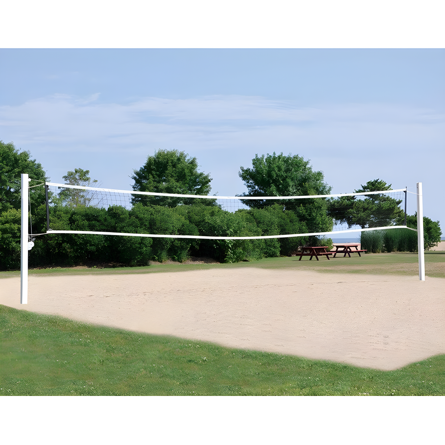 Jaypro Outdoor Volleyball System – Coastal Competition Series with 4" Square Posts | All-Weather Net System for Beach & Outdoor Courts – OCC-500