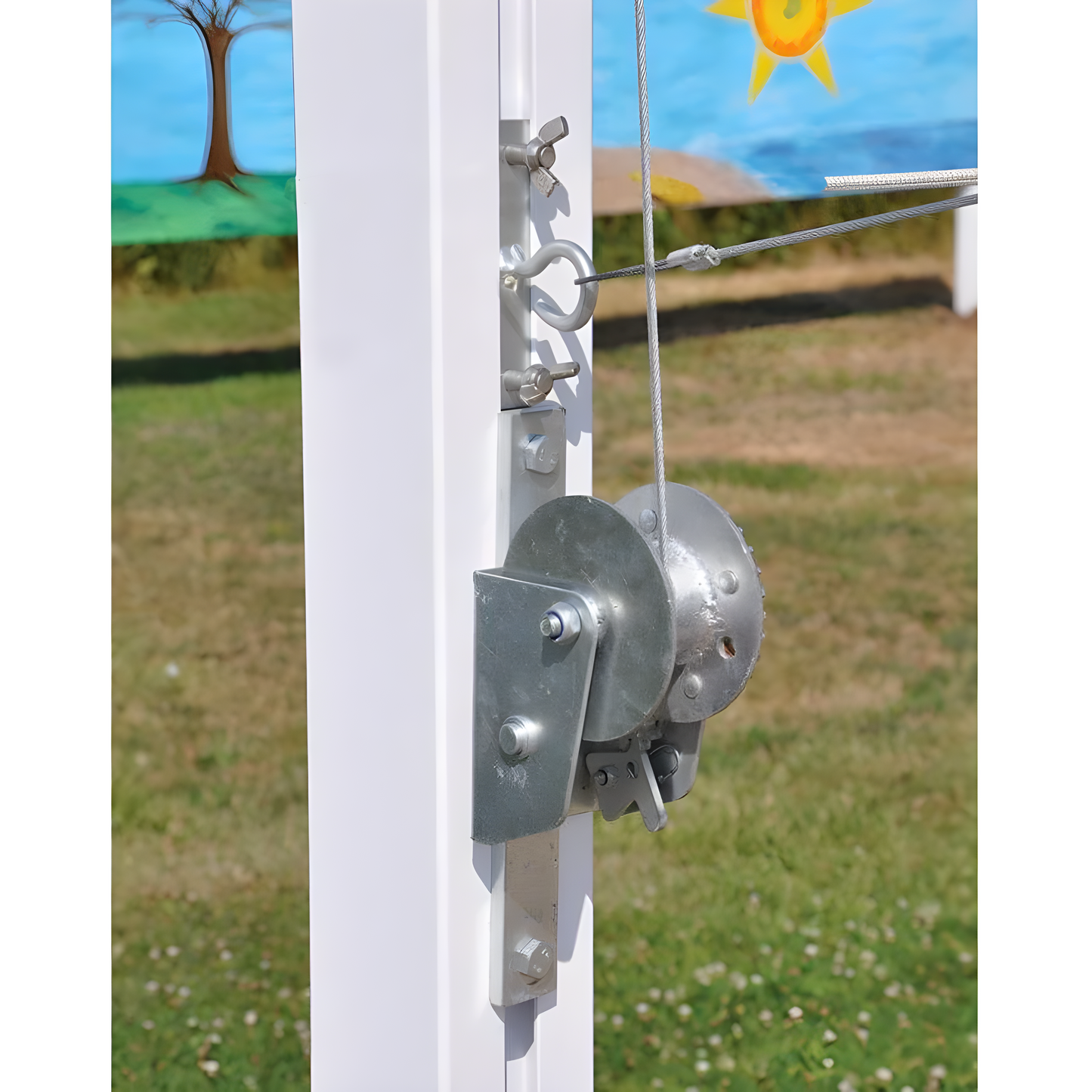 Jaypro Outdoor Volleyball System – Coastal Competition Series with 4" Square Posts | All-Weather Net System for Beach & Outdoor Courts – OCC-500