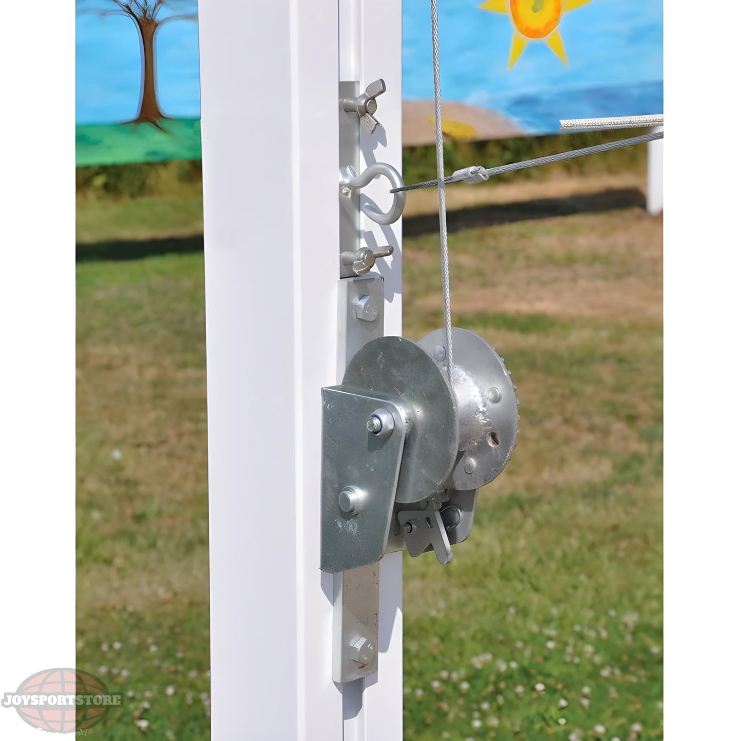 Jaypro Outdoor Volleyball System – Coastal Competition Series with 4" Square Posts | All-Weather Net System for Beach & Outdoor Courts – OCC-500 - JoySportStore