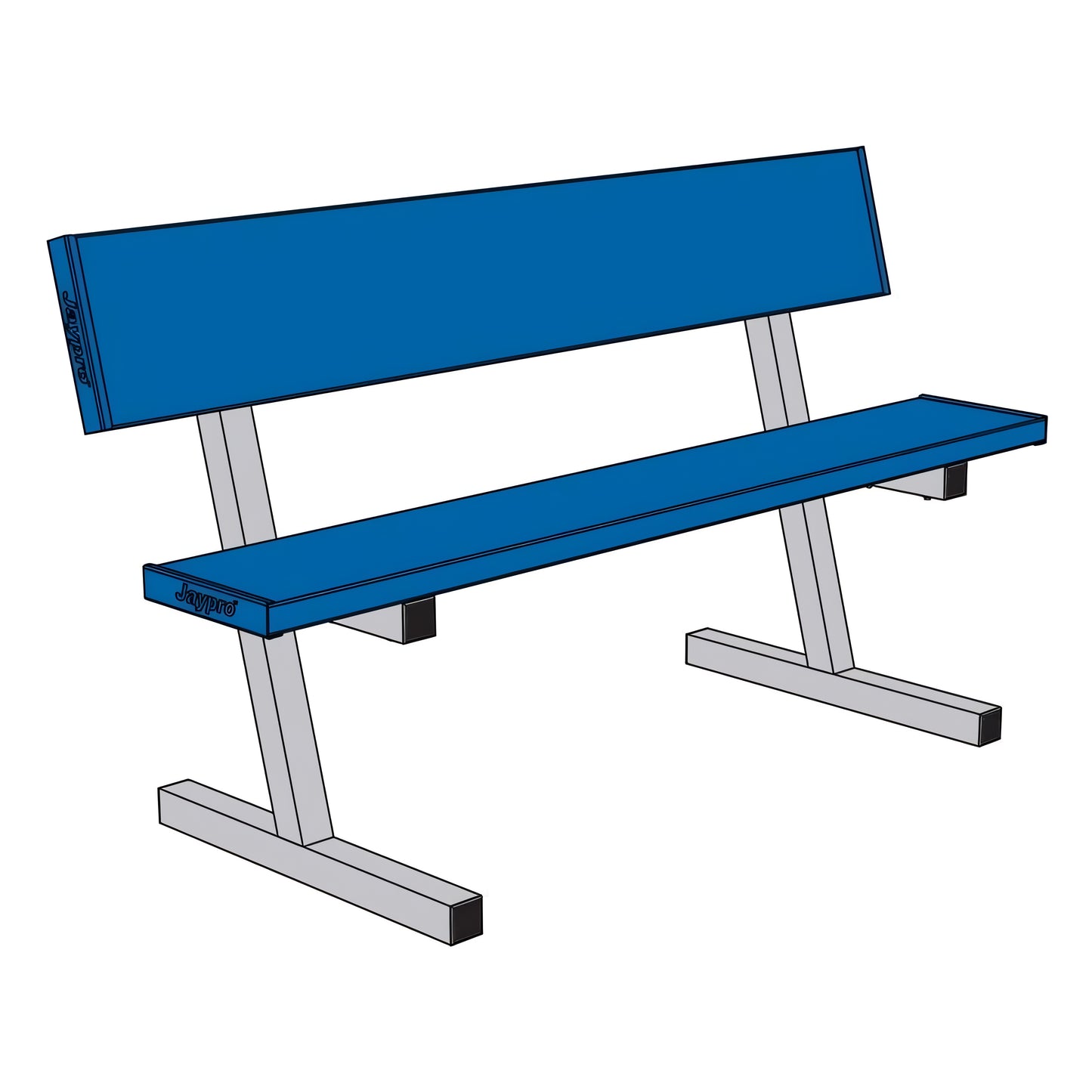 Jaypro Portable Courtside Bench with Seat Back – 5 ft. Powder Coated | Durable, Comfortable Seating for Indoor & Outdoor Use – PB40PC