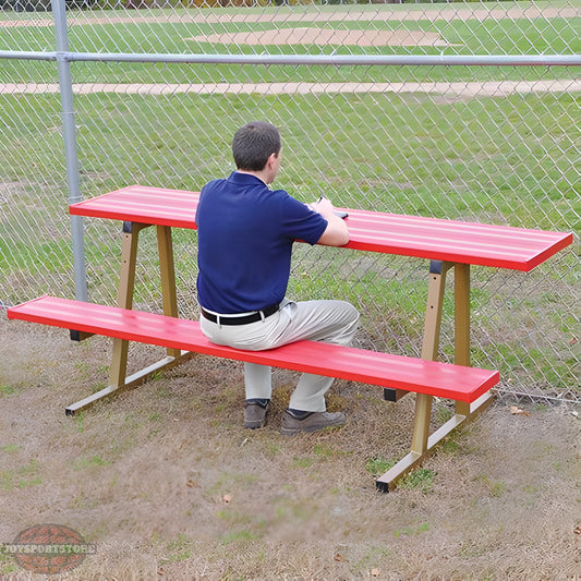 Jaypro Outdoor Scorer Table with Bench – 7.5 Ft, Portable & Powder Coated | Durable Fieldside Seating – ST75PC - JoySportStore