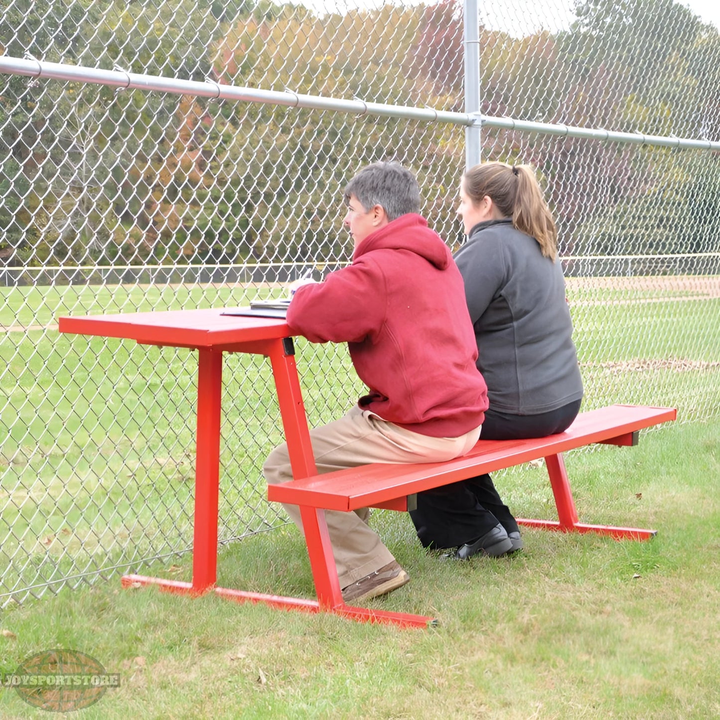 Jaypro Outdoor Scorer Table with Bench – 7.5 Ft, Portable & Powder Coated | Durable Fieldside Seating – ST75PC - JoySportStore