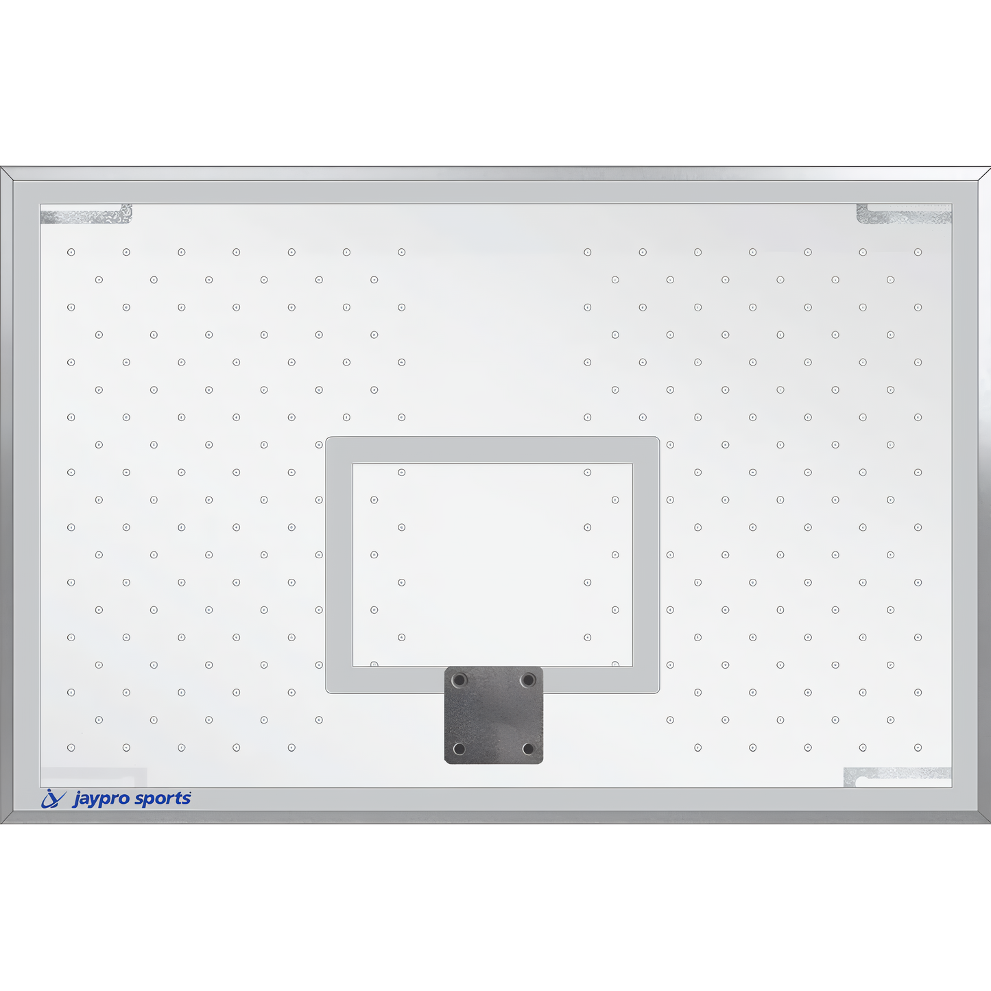 Jaypro clear rectangular basketball backboard with mounting hardware and target square