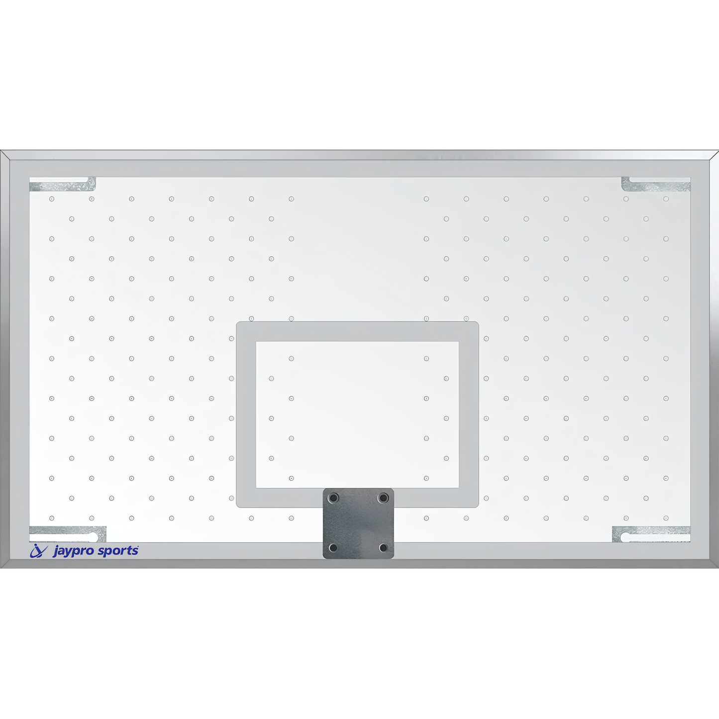 Jaypro sports clear basketball backboard with metal frame and mounting bracket