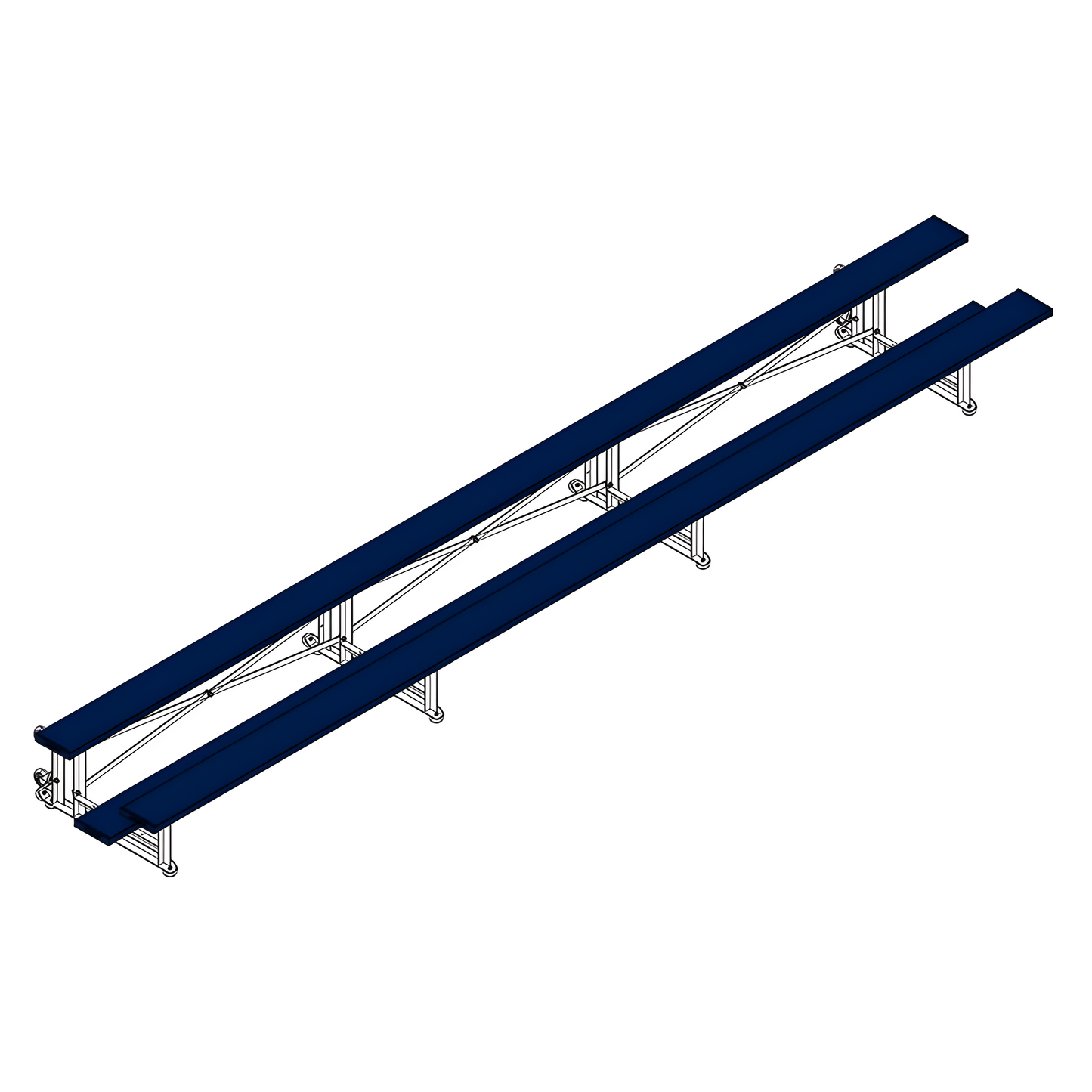 Jaypro Sports Bleacher - 2 Row -Tip & Roll, Single Foot Plank - 21' L, Powder Coated ( BLCH-221TRGPC)