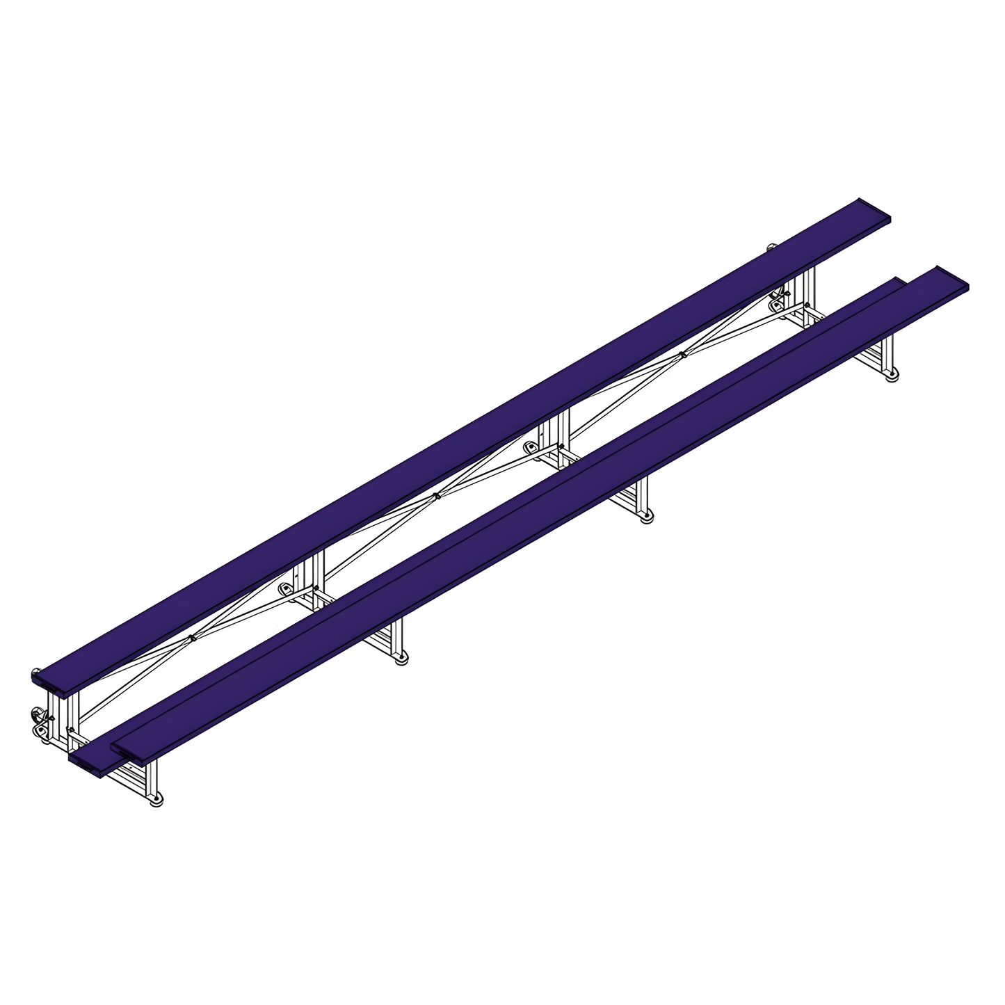 Jaypro Sports Bleacher - 2 Row -Tip & Roll, Single Foot Plank - 21' L, Powder Coated ( BLCH-221TRGPC)