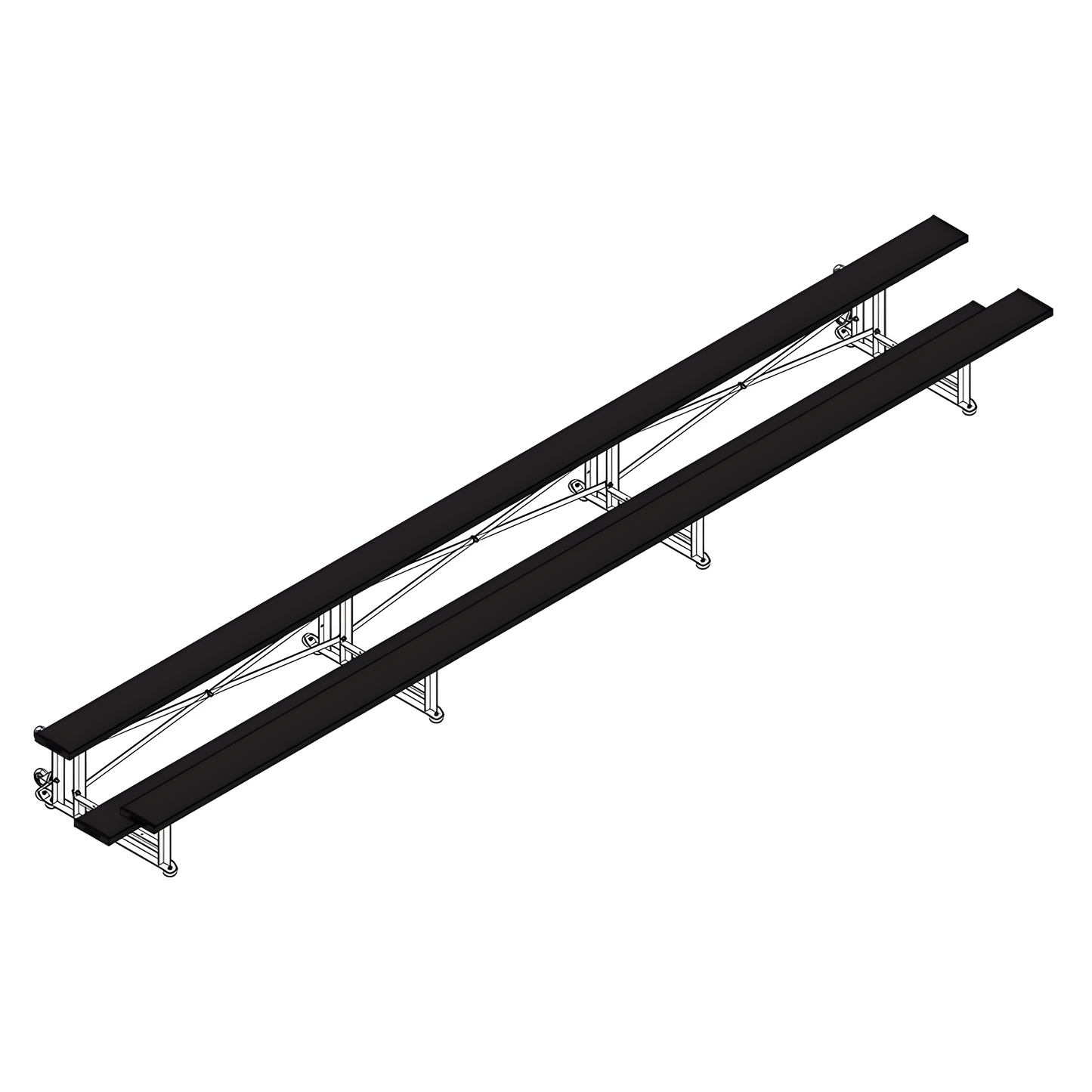 Jaypro Sports Bleacher - 2 Row -Tip & Roll, Single Foot Plank - 21' L, Powder Coated ( BLCH-221TRGPC)